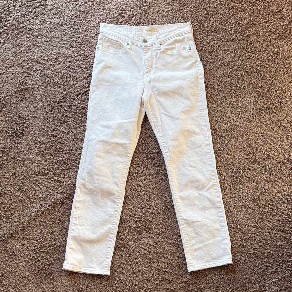 Levi’s White Classic Straight Fit Mid-Rise Jeans Waist 28 - Picture 10 of 15